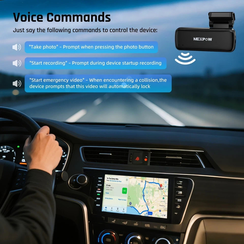 NEXPOW 2K Wifi Front Dash Cam with Voice Control Dash Camera,24H Parking Mode