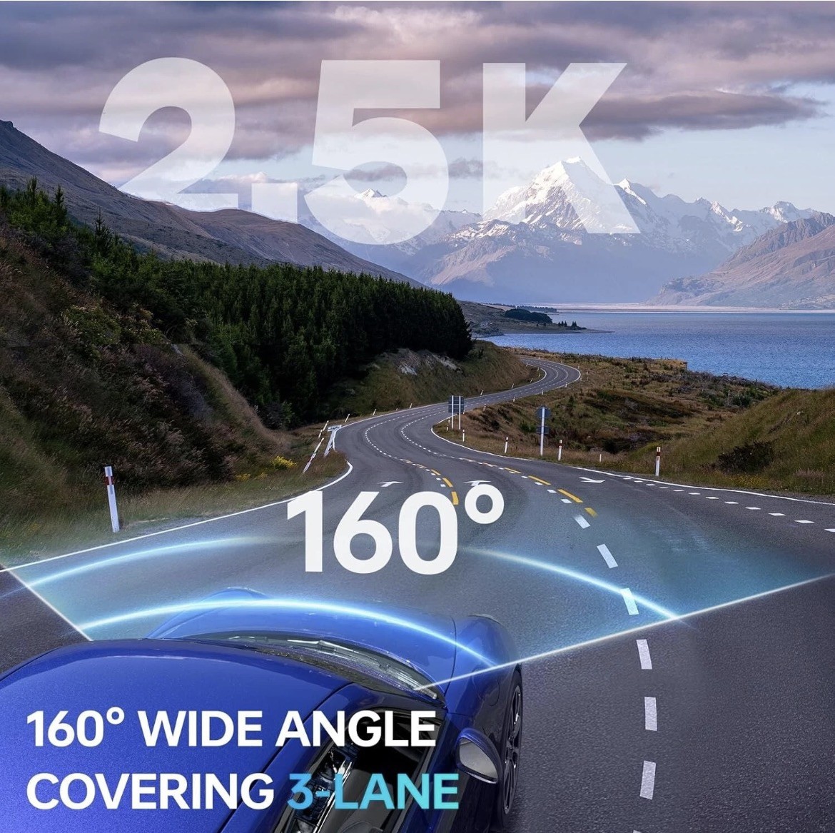 Dash Cam 2.5K QHD, 3.39″ IPS Dash Camera with 32GB Card 160° Wide Angle NEW