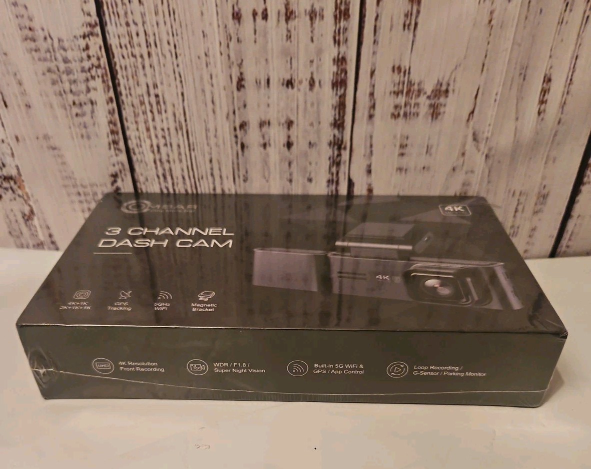 New Sealed OMBAR Dash Cam 5G WiFi GPS, 3 Channel Dash Cam Front and Rear & Cabin