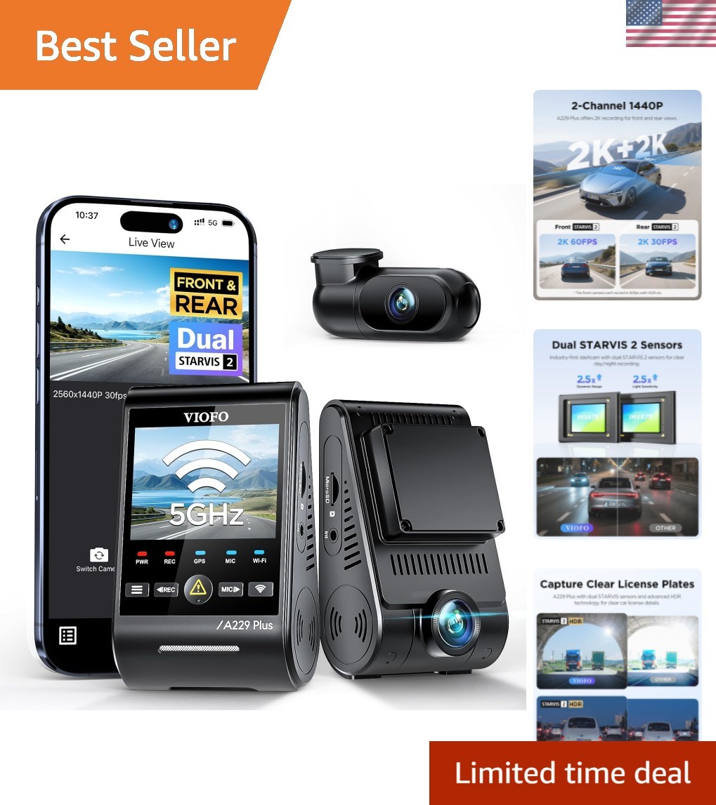 Advanced A229 Plus Dash Cam with Dual STARVIS Sensors – 1440P, 24/7 Parking Mode