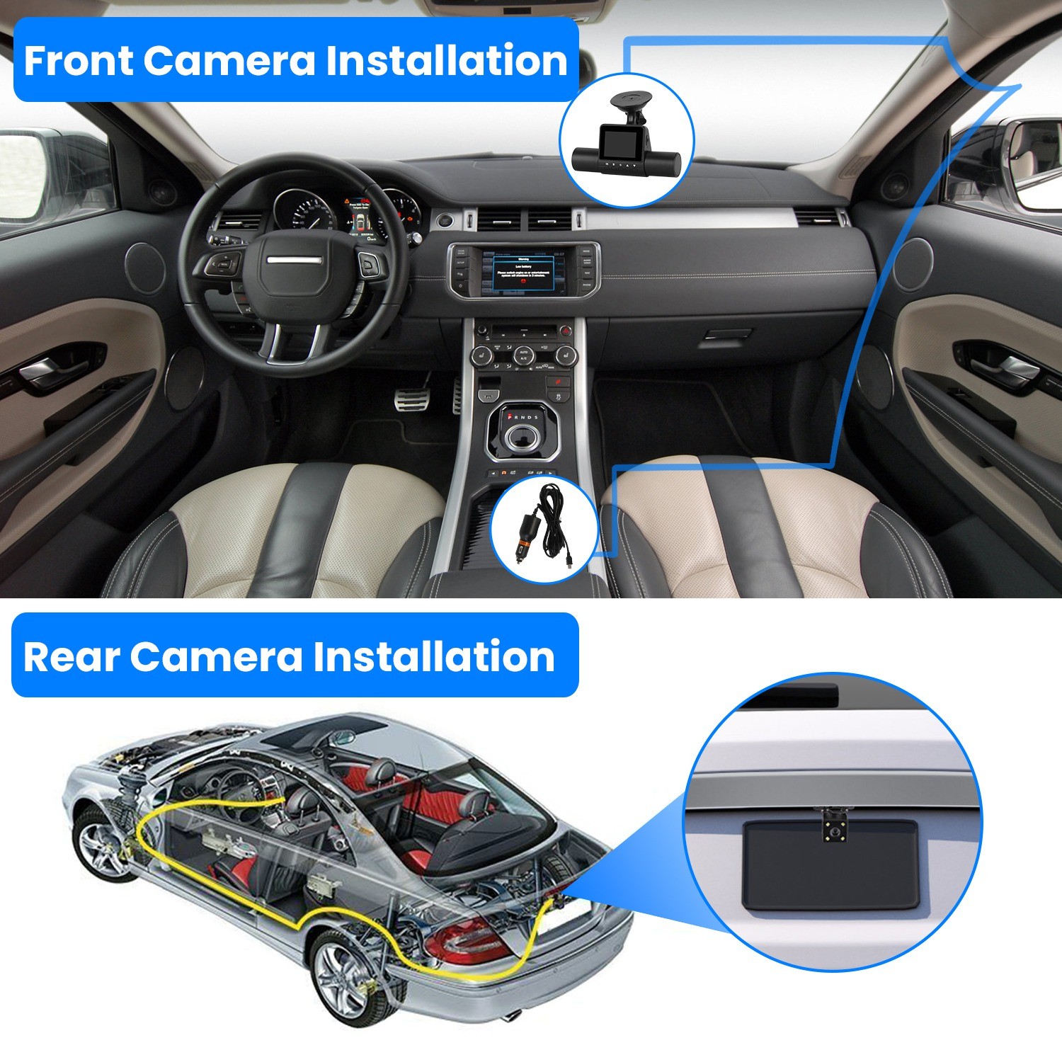 360° FHD 4 Channel Dash Cam Dash Camera 32GB Card Camera &Night Vision Recorder