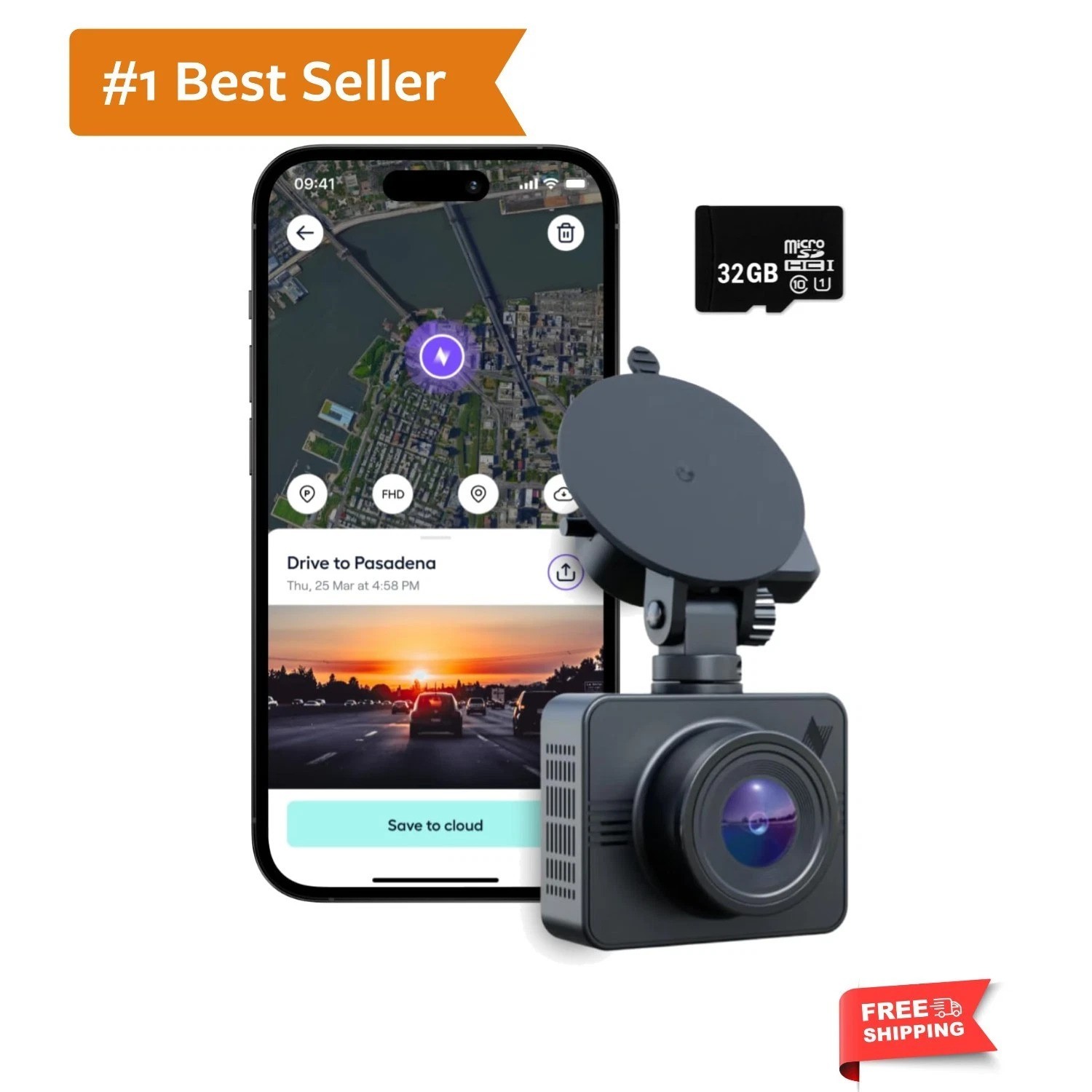 Beam GPS Dash Cam – Dash Camera for Cars with 32GB SD Card Included Unlimited…