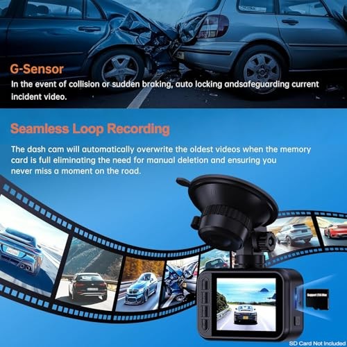 Dash Cam Front and Rear, 2.5K Dual Dash Camera for Cars, 2560P Mini Car Black