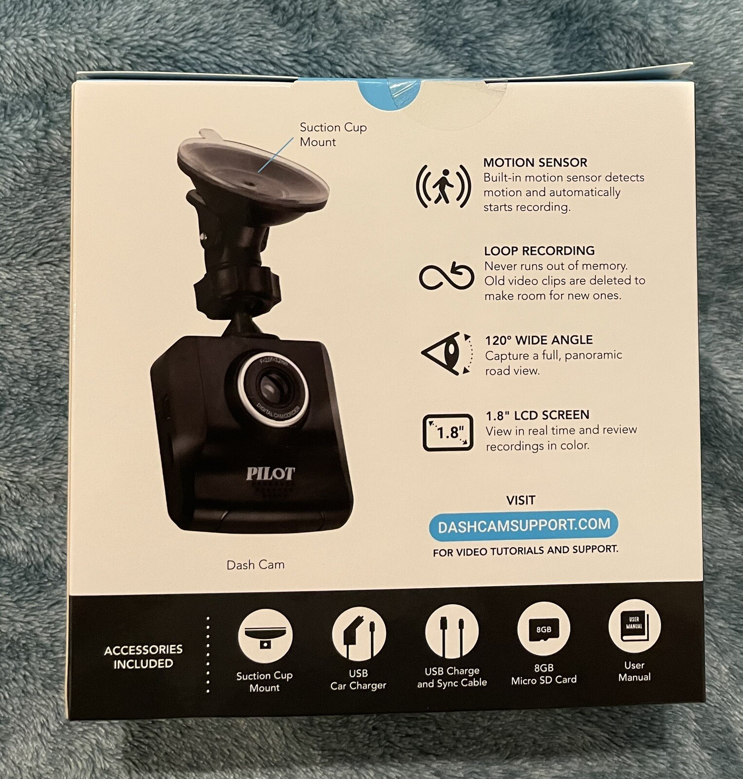 Pilot Automotive Dash Cam On-Board Witness 720p Motion Sensor With 8GB Micro SD