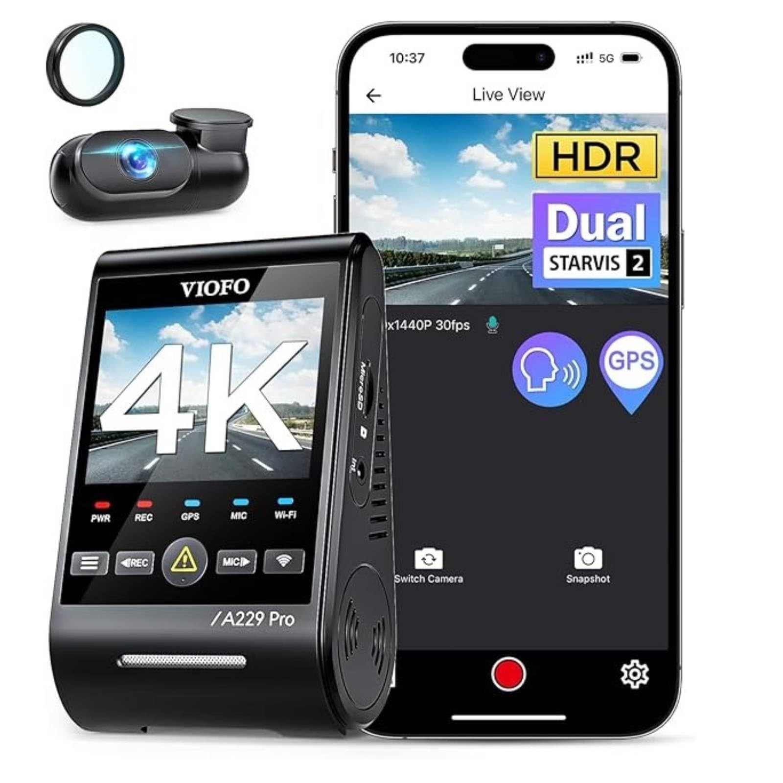 VIOFO A229 Pro 4K HDR Dash Cam, Dual STARVIS 2 IMX678 IMX675, 4K+2K Front