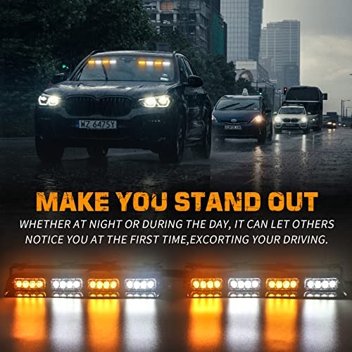 2x 14 inch Dash Strobe Lights Amber White Emergency Lights | Amber/White