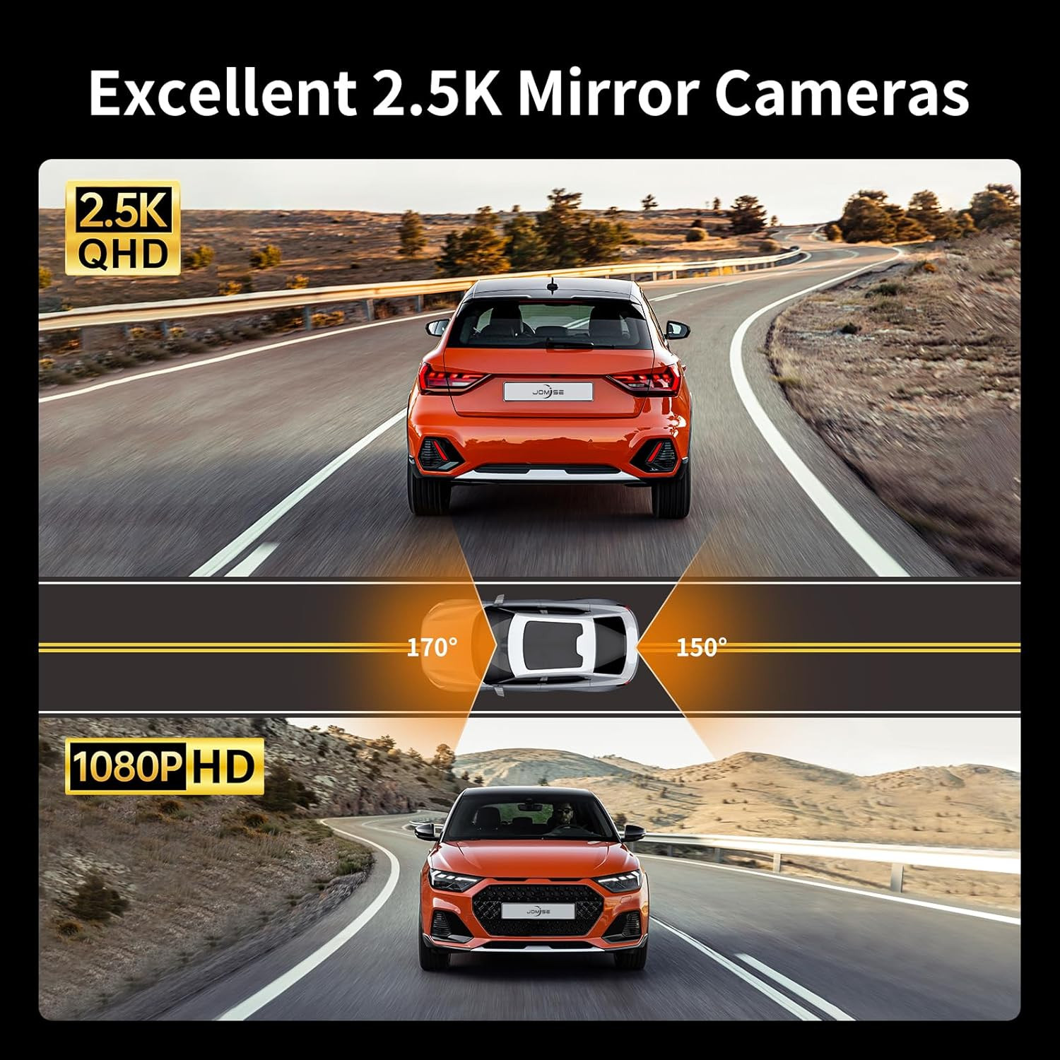 2.5K Mirror Dash Cam with Carplay Mirror & Android Auto, Dash Cam Front and Rear