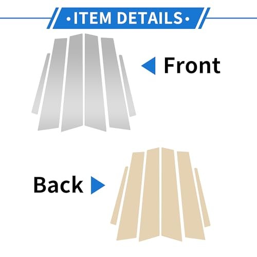6 Pcs Door Pillar Window Trim for Cadillac ATS 2013-2015 Silver Tone Front