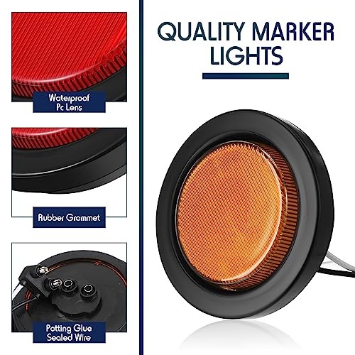 Pcs 2.5″ Round Clearance Lights 13 LED Front Rear Side Marker Waterproof 24