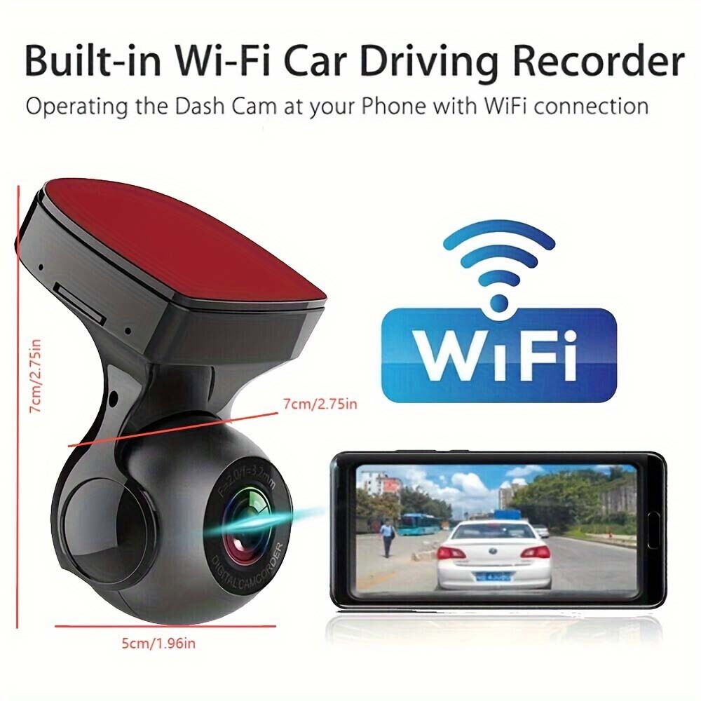 Clear Durable Sturdy Easy-To-Install Wear-Resistant 170°Wide-Angle Wifi Dash Cam