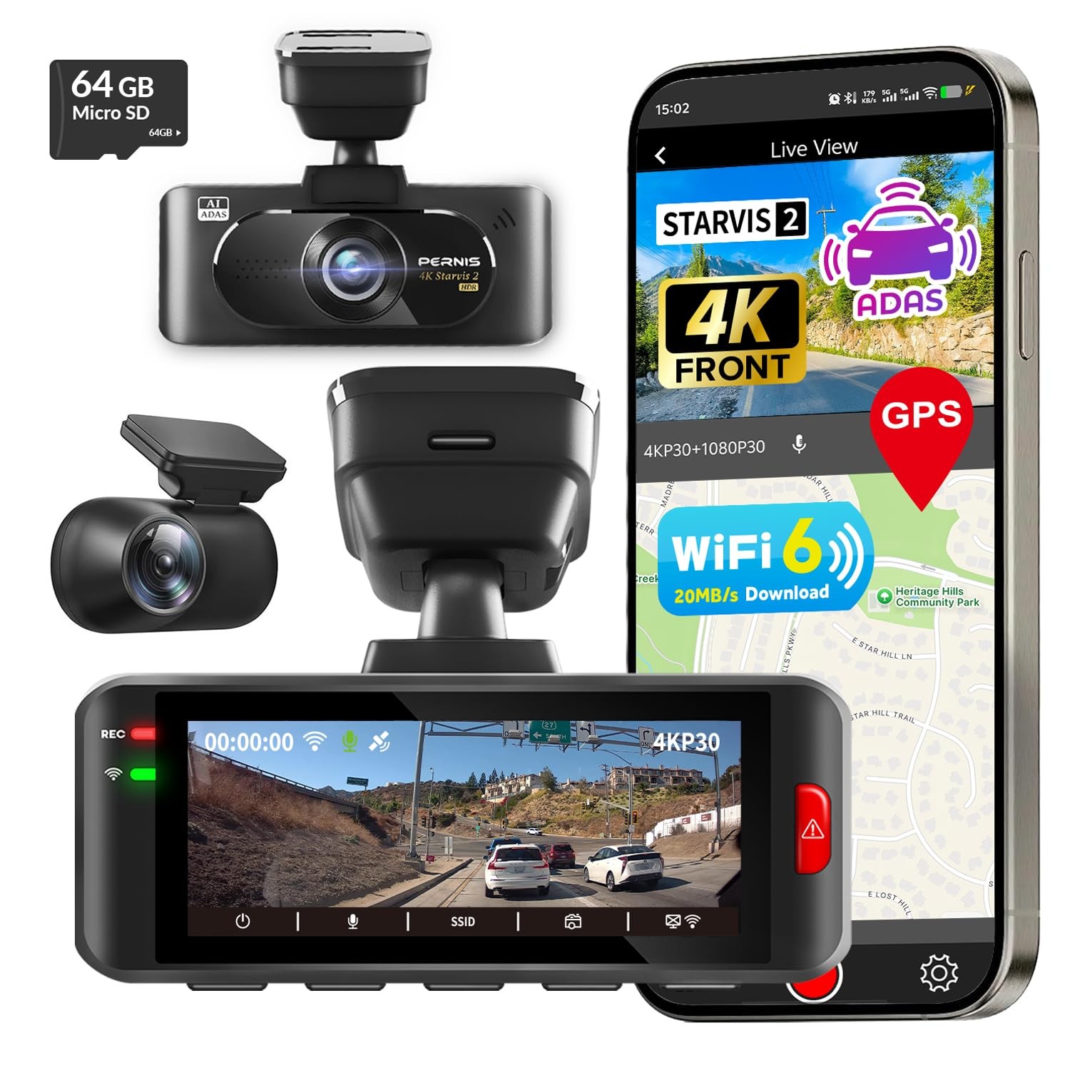 4K Dash Cam Front and Rear, STARVIS 2 IMX675 Sensor, HDR Super Night Vision, …