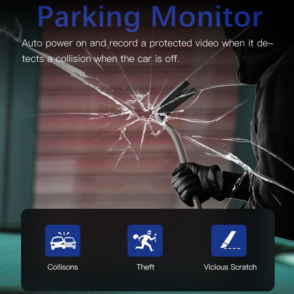 Dash Cam HD 1080p Car Dual Lens Front/Rear/Inside Video Recorder Camera G-sensor