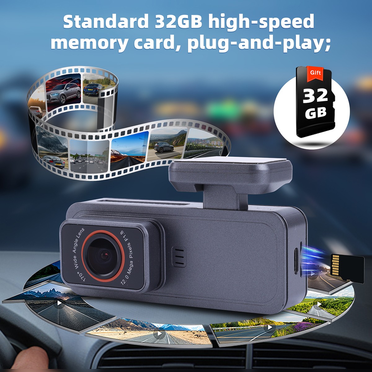 1.47″ IPS Mini Dash Cam Front 1080P Dash Camera 32G For Cars Dashcam Recorder