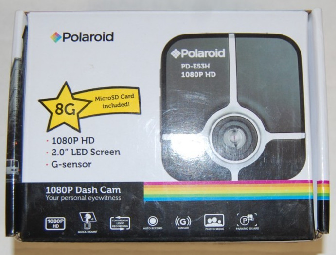 Polaroid PD-E53H 1080P HD Dash Cam with 8GB Memory Card – New In Box