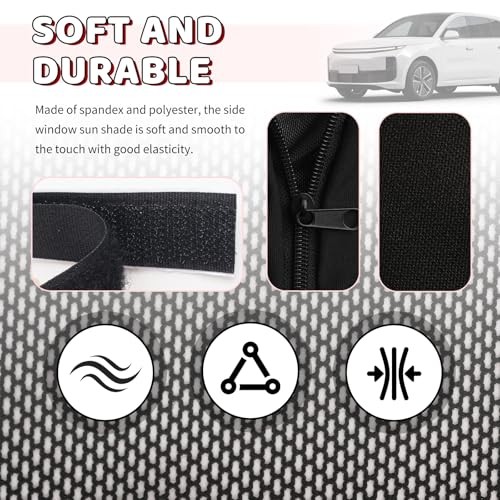 4PCS Front/Rear Car Window Shades for Side Window with Zipper, Breathable Mesh