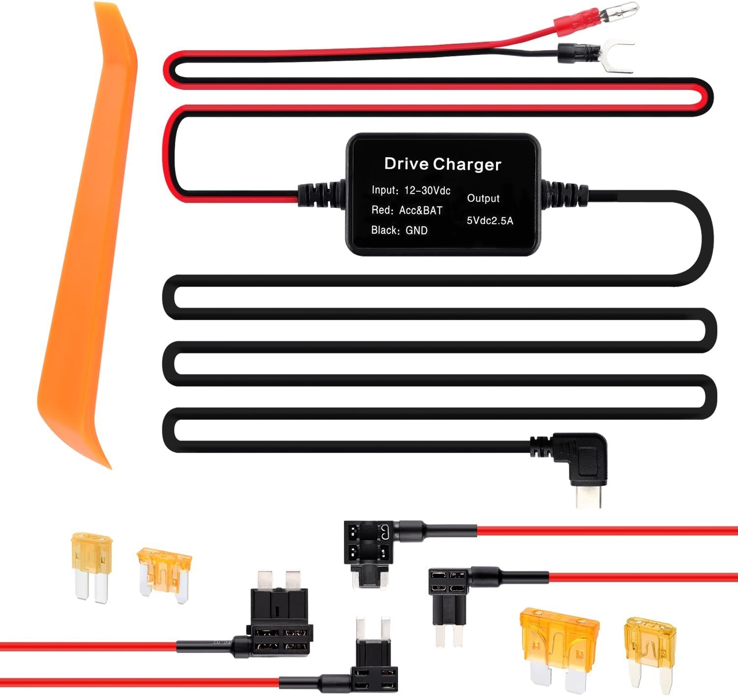 Dash Cam USB C Hardwire Kit Fuse Tap Power Supply