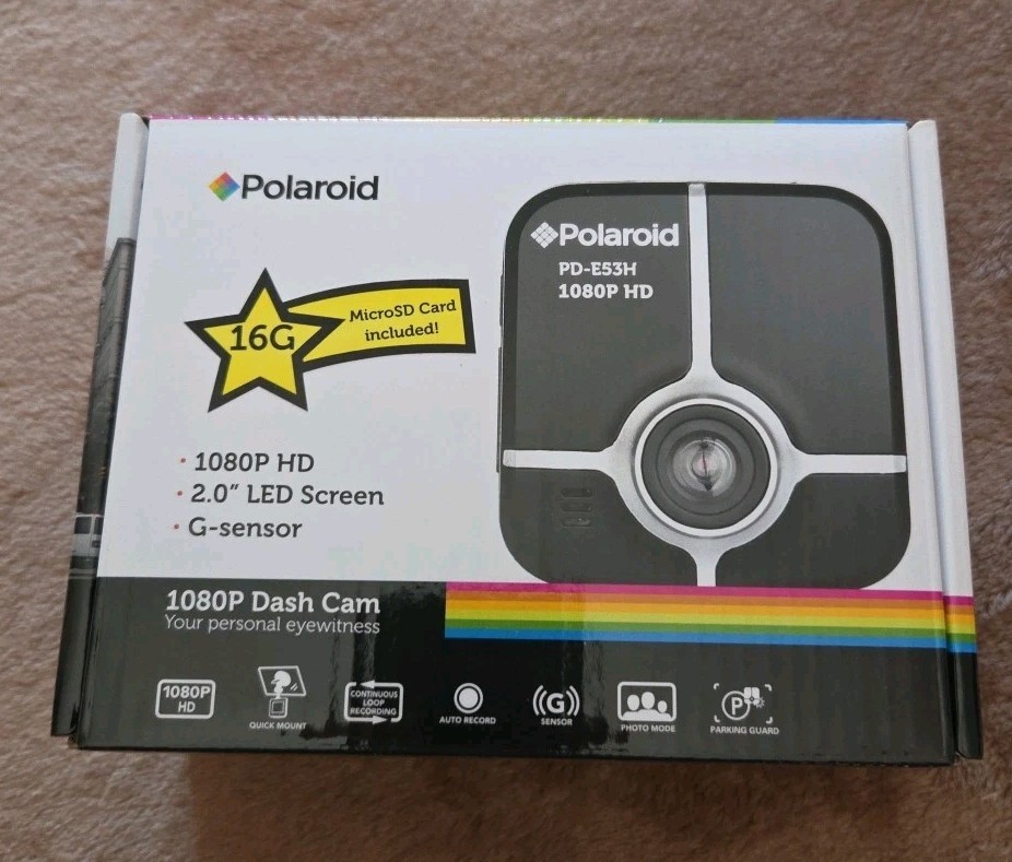 Polaroid 1080P HD Dash Cam with 16GB MicroSD Card – New in Box