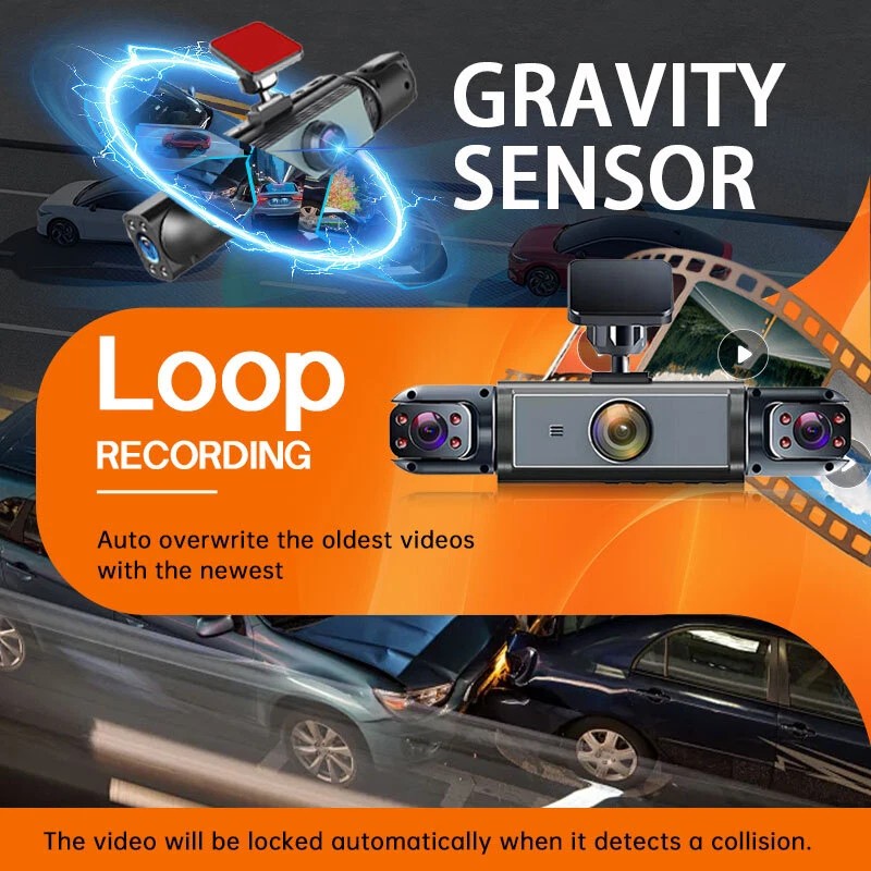 1080P 4 Channel Wifi Dash Cam Driving Recorder HD Car Front+Rear Camera+64G Card