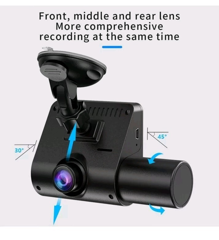 3CHs Cameras Dash Cam for Cars Front HD 1080P Interior Cabin and Rear Camera