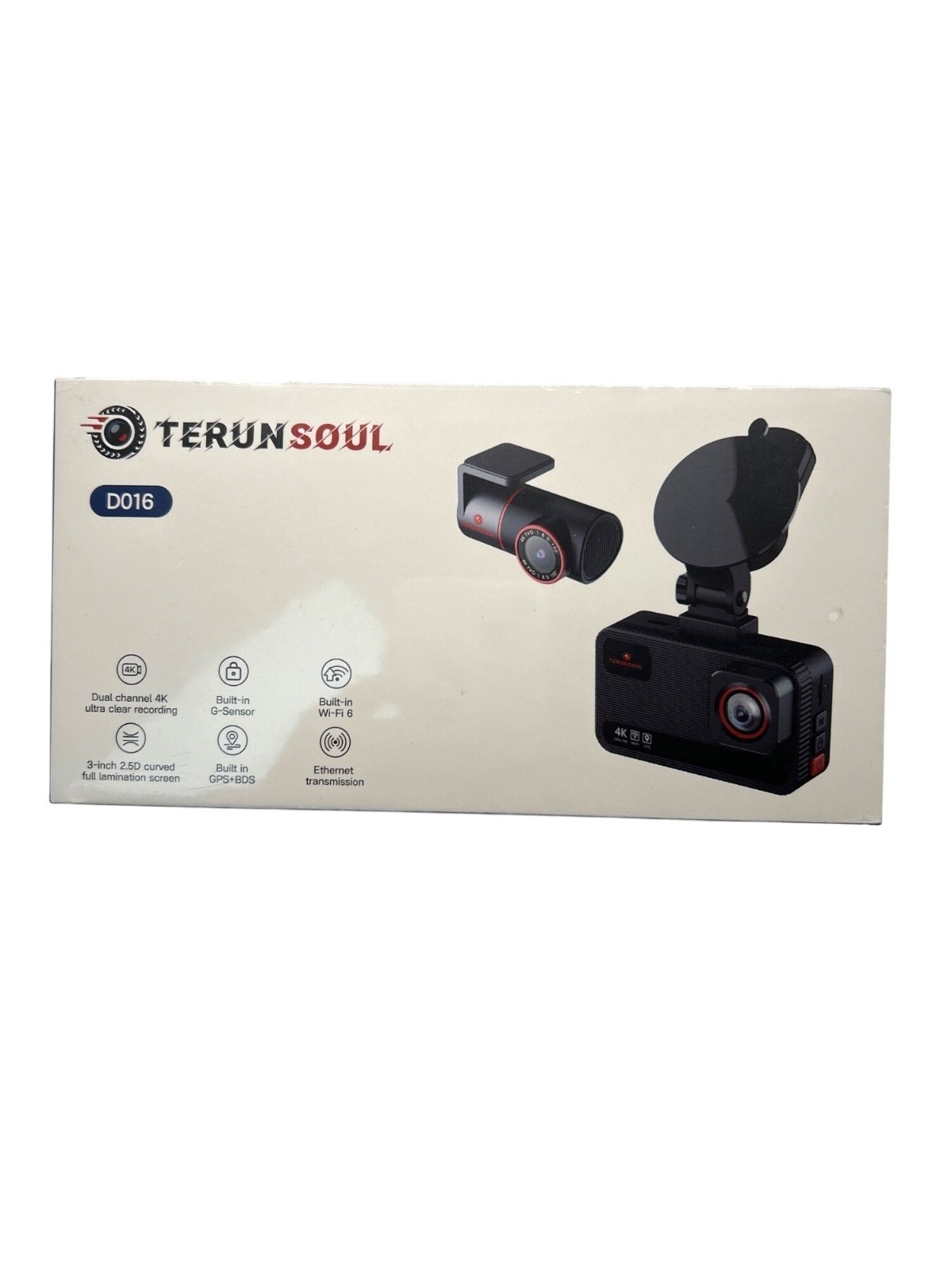 Terunsoul D016 4K Ultra HD Dual Dash Cam Wi-Fi GPS G-Sensor 3″ Screen NEW