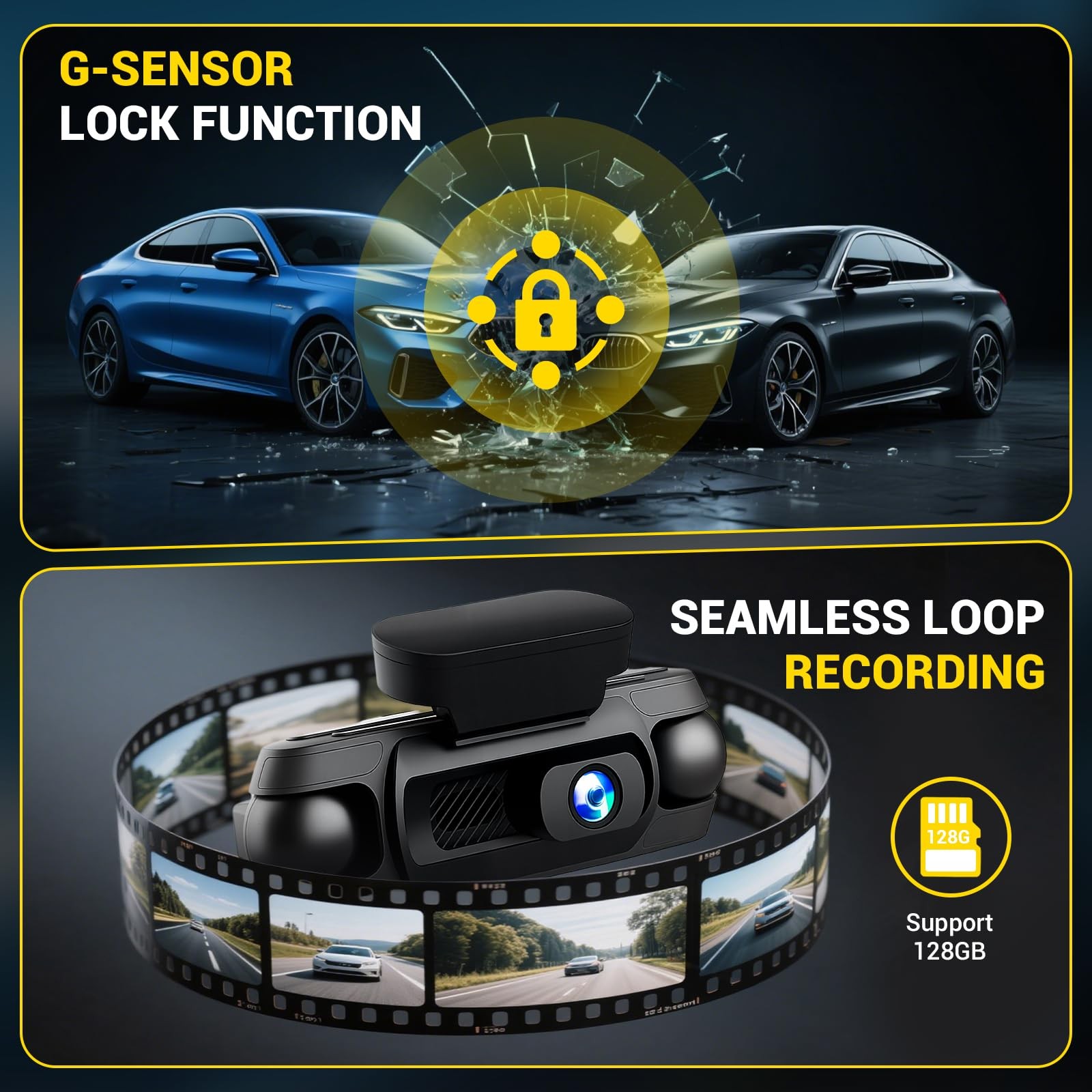 4CH 4K Dash Cam with GPS Front Rear Left Right Parking Monitor WiFi Dash Cameras