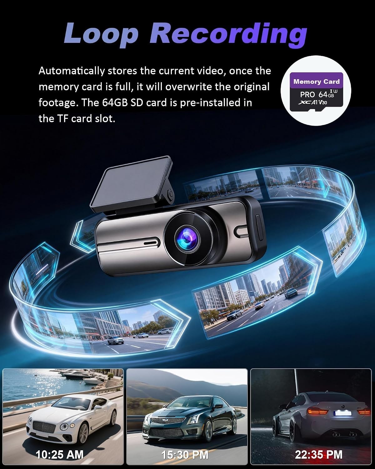 24/7 Dual Camera Dash Cam with 4K Front Vision & Wi-Fi Control for Car Security