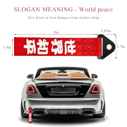 Car JDM Tow Strap, Red Personalized Auto Racing Tow Strap with Chinese Style 7
