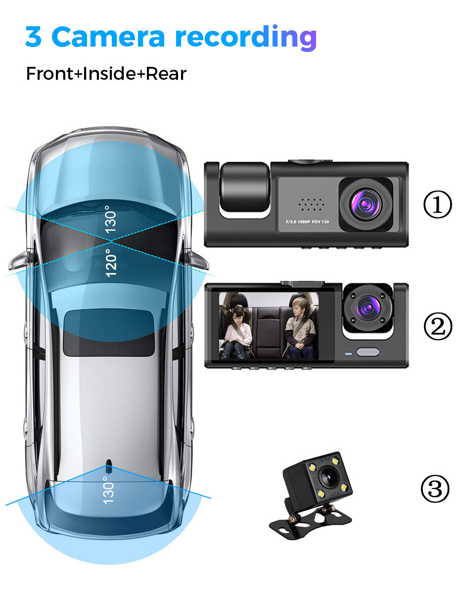 HD Dash Camera Car DVR Video Recorder G-sensor Loop Recording Parking Monitoring