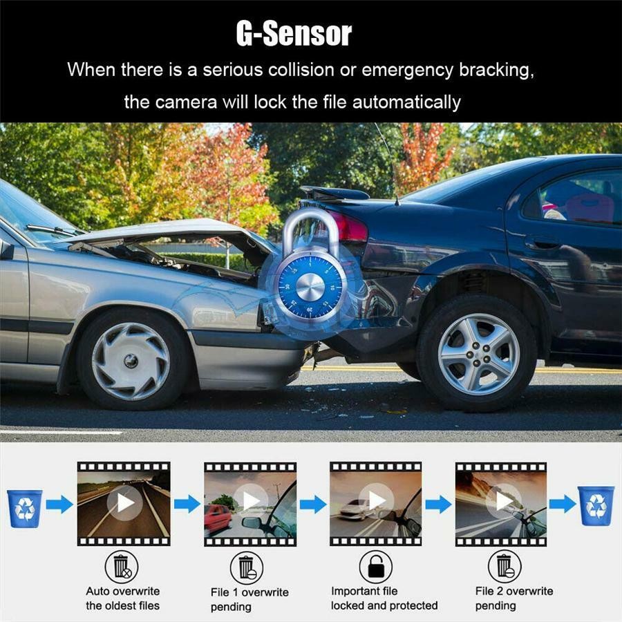 HD 1080P Dash Cam Recorder Dual Lens Camera Car DVR Video G-Sensor Recorder