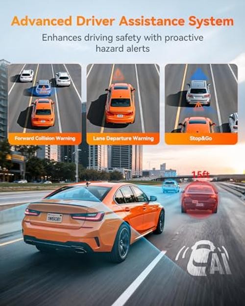X3 2.5K 1440P 60FPS Dash Camera, STARVIS 2 IMX675 with ADAS, 1440P+1080P Dual