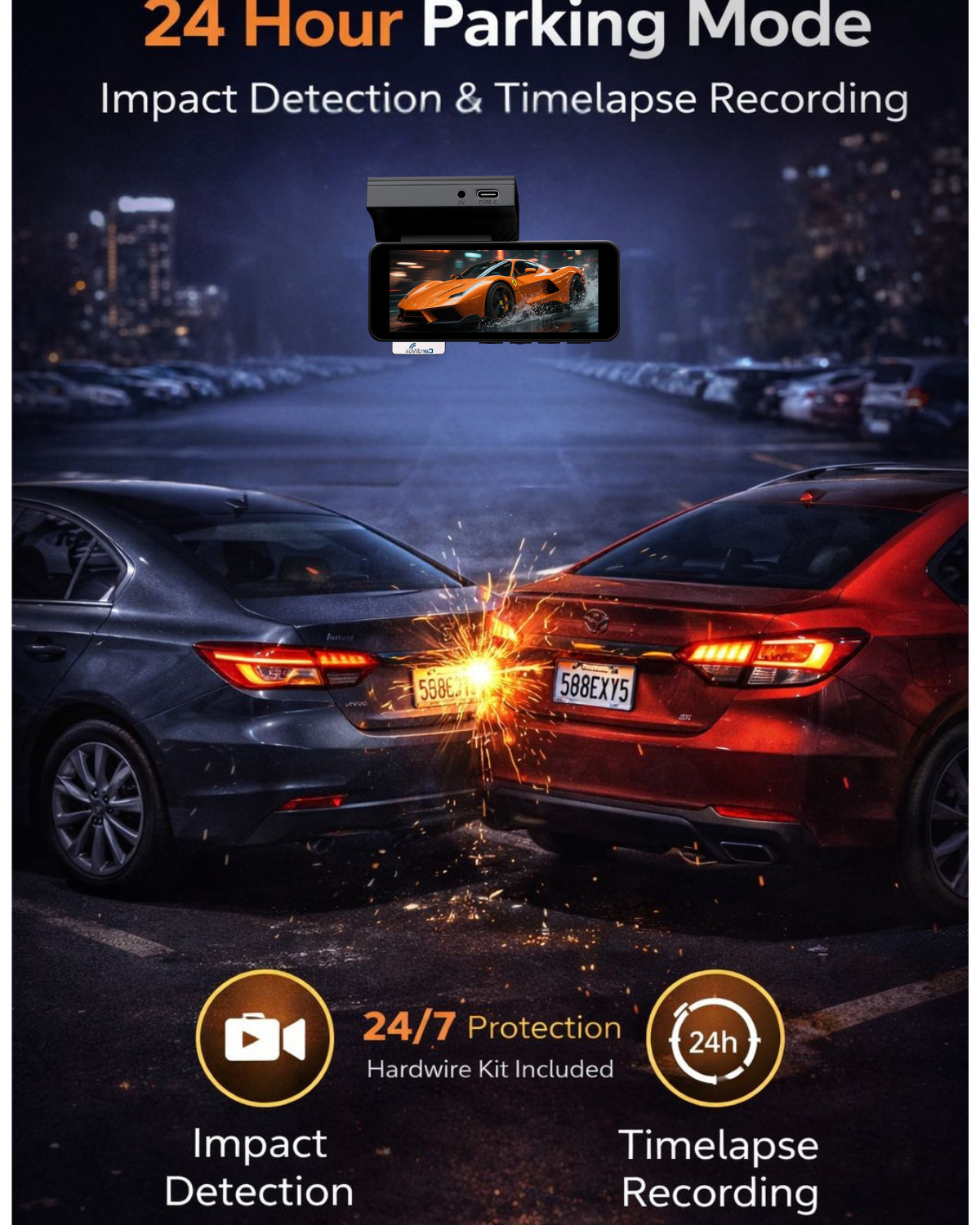 CardiVox A11 4K Dash Cam Front + 2K Rear Dash Cam, Sony STARVIS, WiFi GPS, 256GB