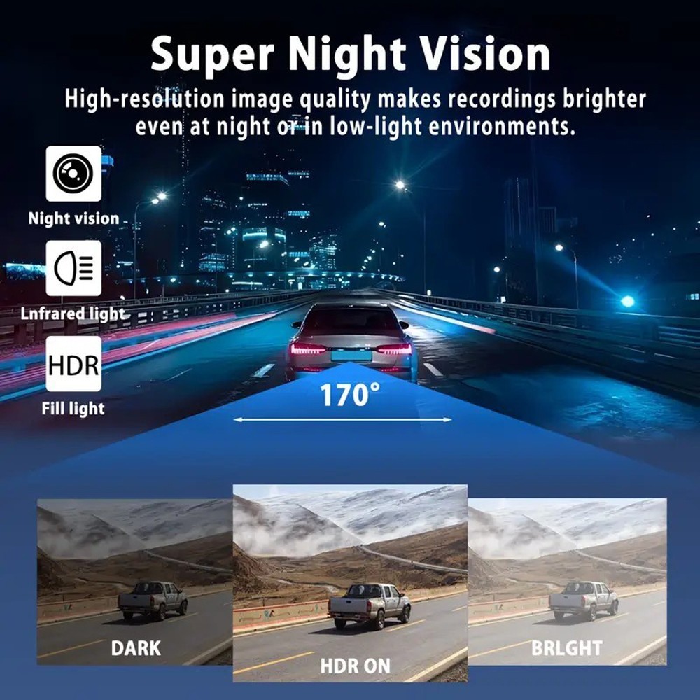 360° 4 Channel 1080P HD Car Dash Cam Front and Rear Inside Left Right + Camera
