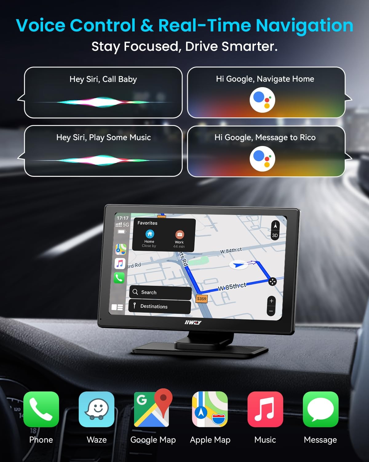 IK5 9 Wireless CarPlay Android Auto Screen 4K Dash Cam