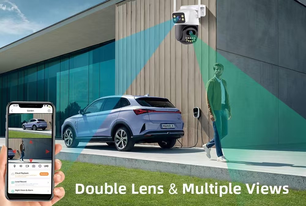 8MP WiFi Camera dual lens Outdoor servaillance home security Video Monitor