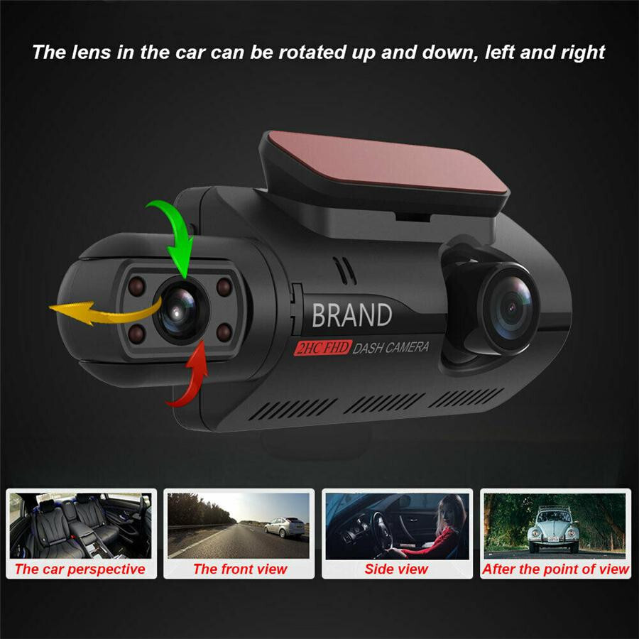 Car Dash Camera Dual Lens Record Video FHD DVR Cycle Recording Night Vision