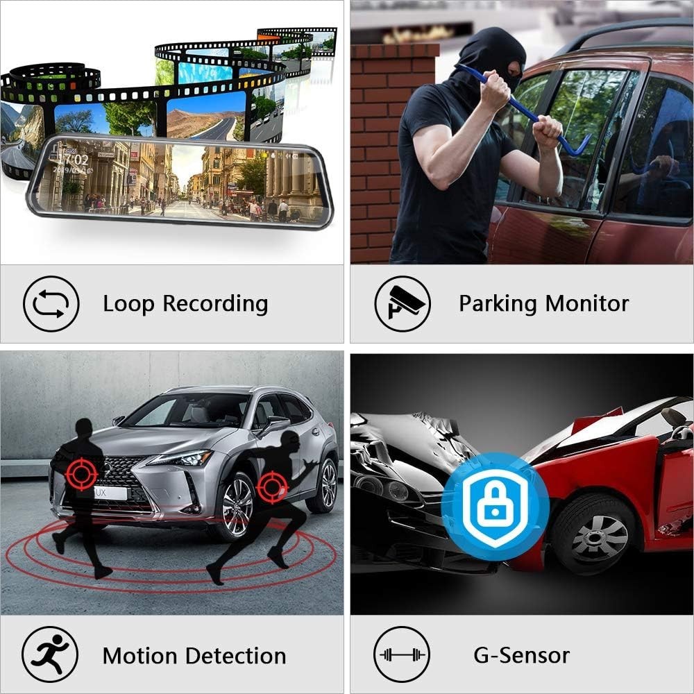 Full Touch Screen Backup Camera Loop Recording Night Vision