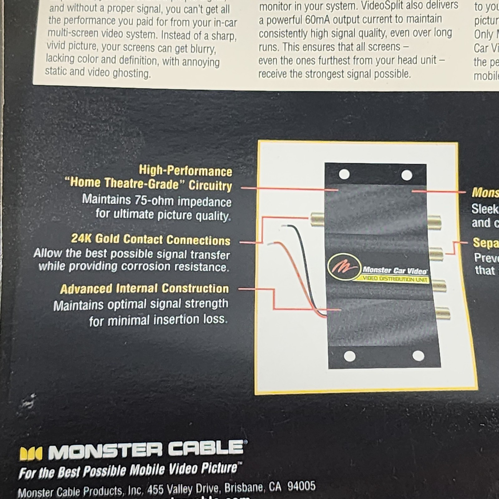 Monster Cable Monster Car Video Mobile VideoSplit Distribution System MVS-4R