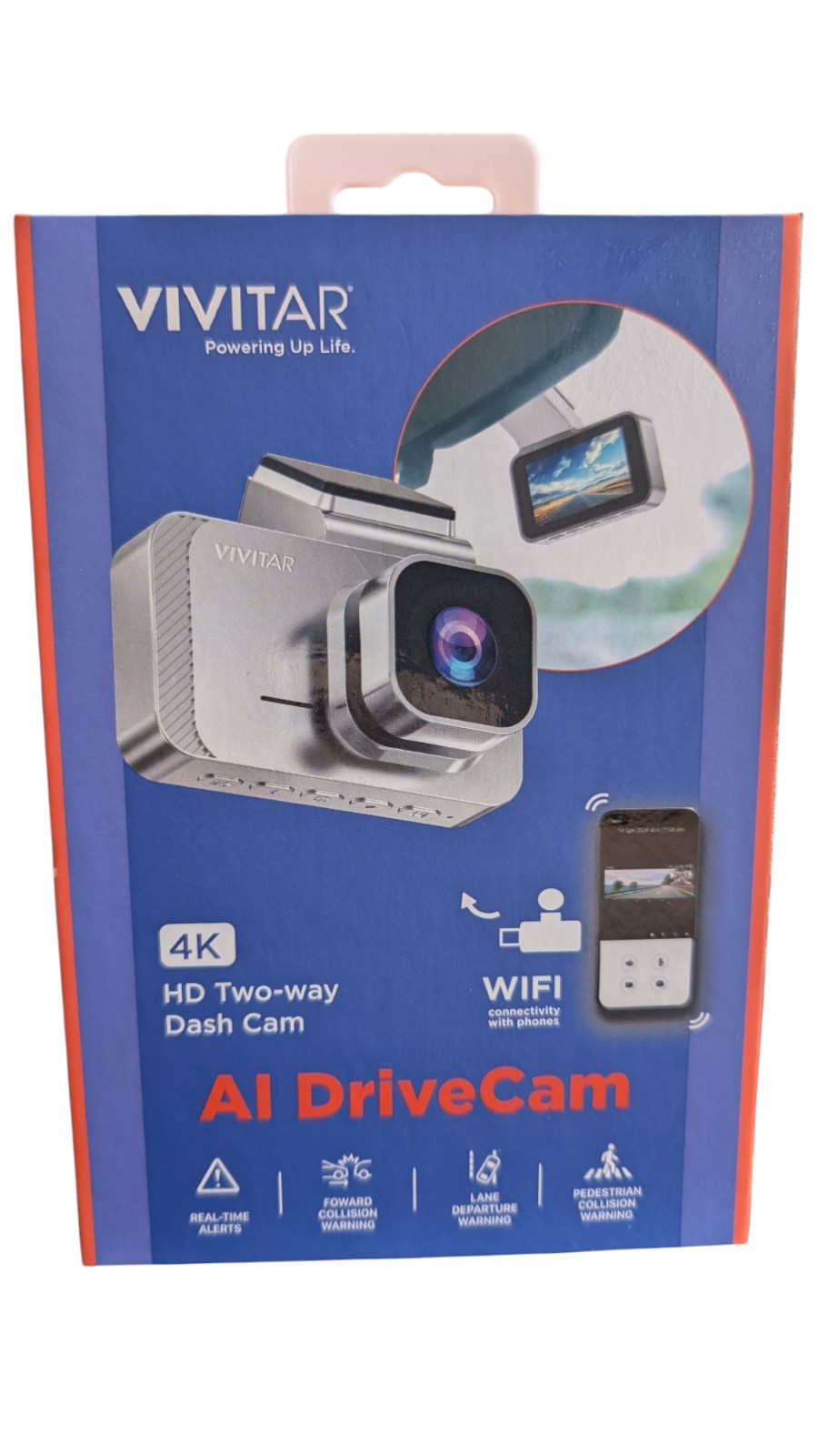 Vivitar 4K HD Two-Way Dash Cam with AI-All Distance Warnings-NEW-Orig. $199.99