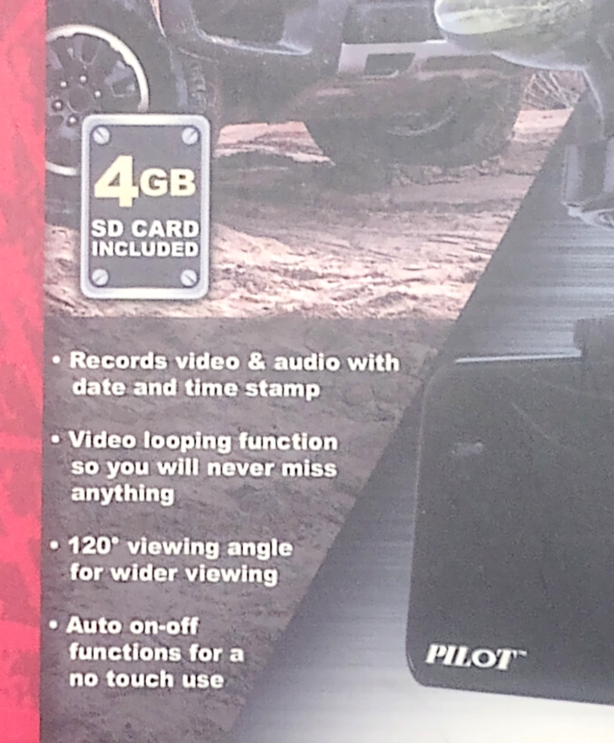 Pilot BULLY Plug and Play Dash Cam Camera 4Gb SD Card USB Charger Suction Mount