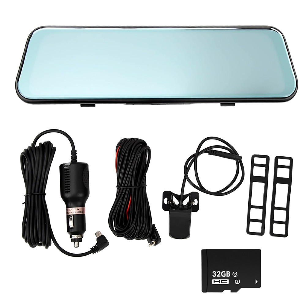 10″ 1080P Dual Dash Cam Car DVR Rear View Mirror Camera Video Recorder G-sensor