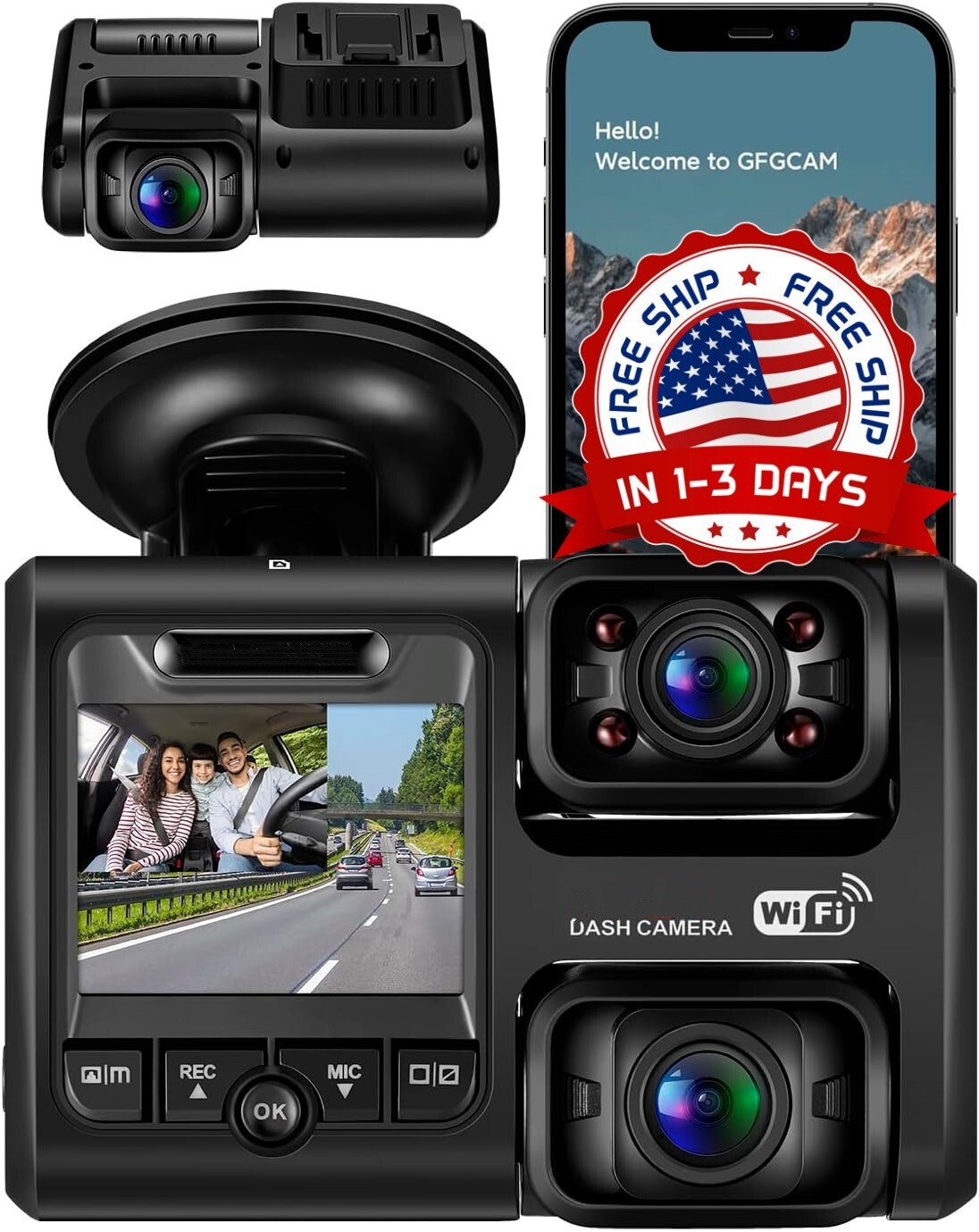 Cámara de tablero Sensor G frontal e interior 1080P dual FHD Cámara LCD US NUEVO
