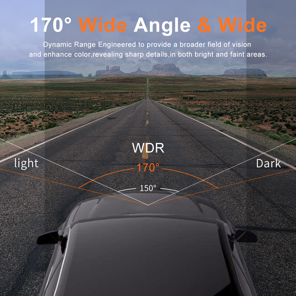 UHD 4K Dash Cam, 2 Inch DVR Car Driving Recorder Night Vision Built-In GPS WiFi