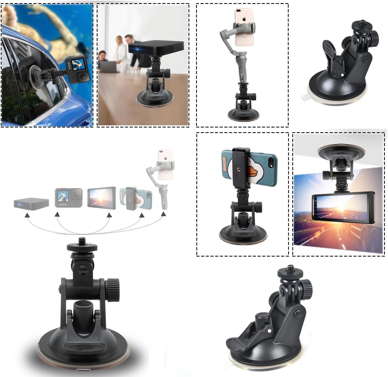 Mini Portable 2 Pack Windshield Dash Cam Suction Cup Holder Adjustable Setup
