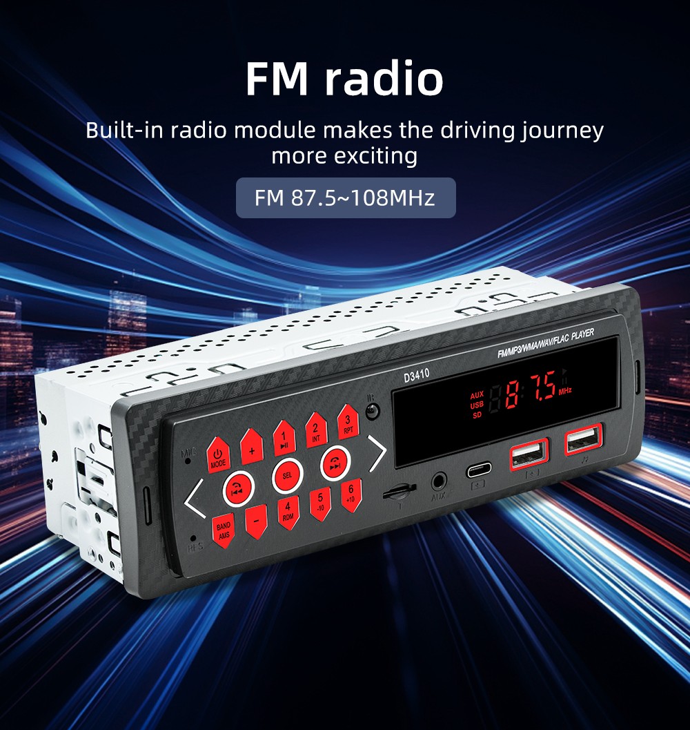 Car MP3 Player Stereo Audio In-Dash BT Call USB Aux Input FM Bluetooth Head Unit