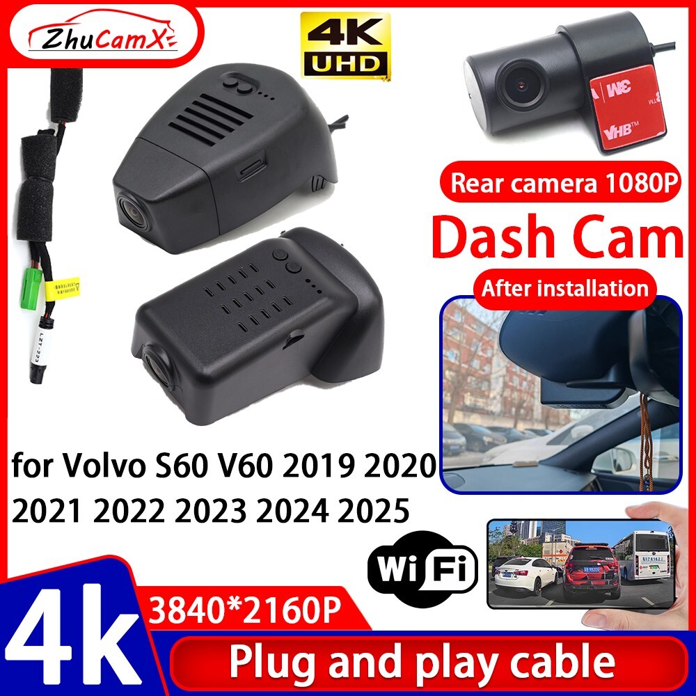 4K Wifi Car Dash Cam Camera for Volvo S60 V60 2019 2020 2021 2022 2023 2024 2025