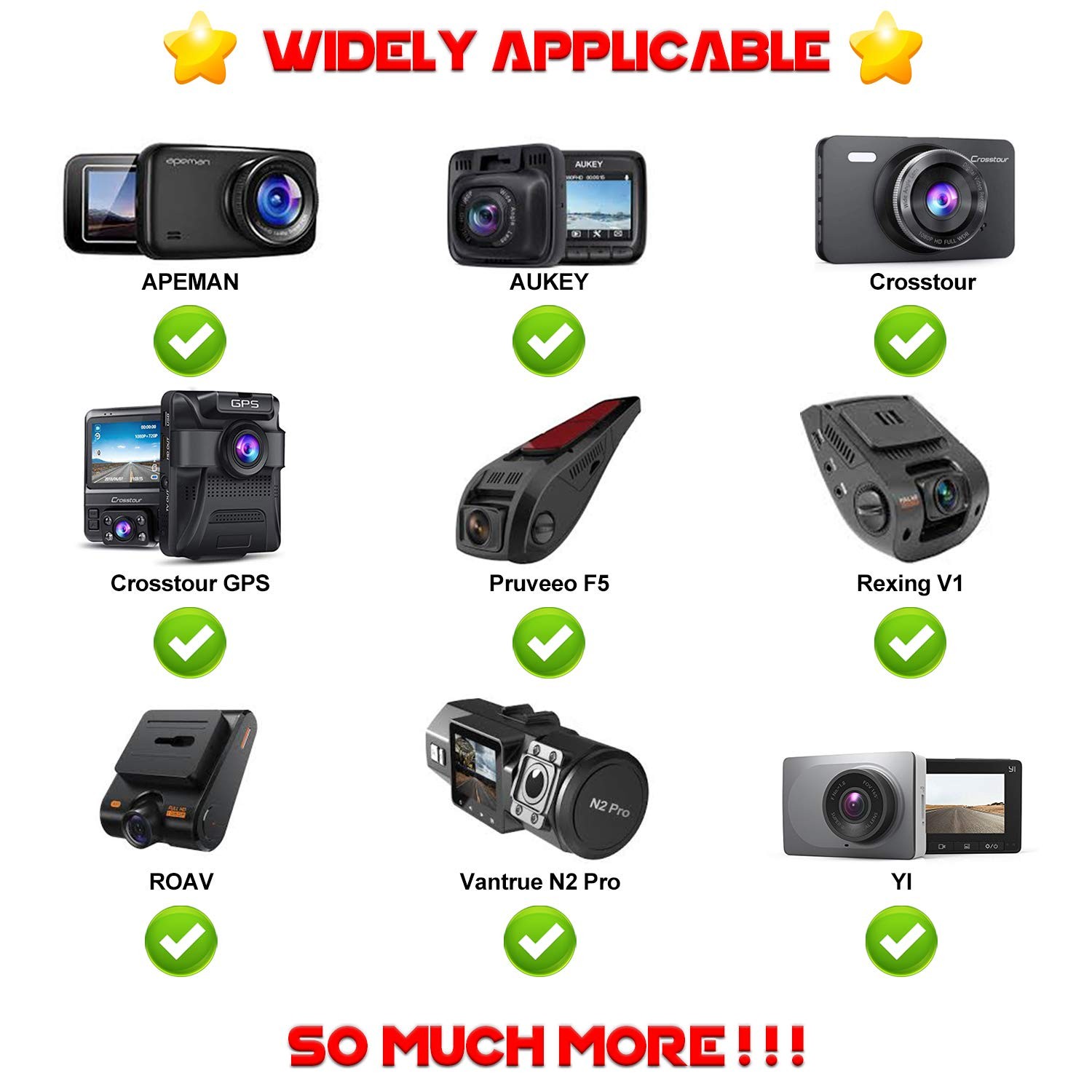 Universal Dash Cam Mount Rear View Mirror Holder with 16 Different Joints Compat