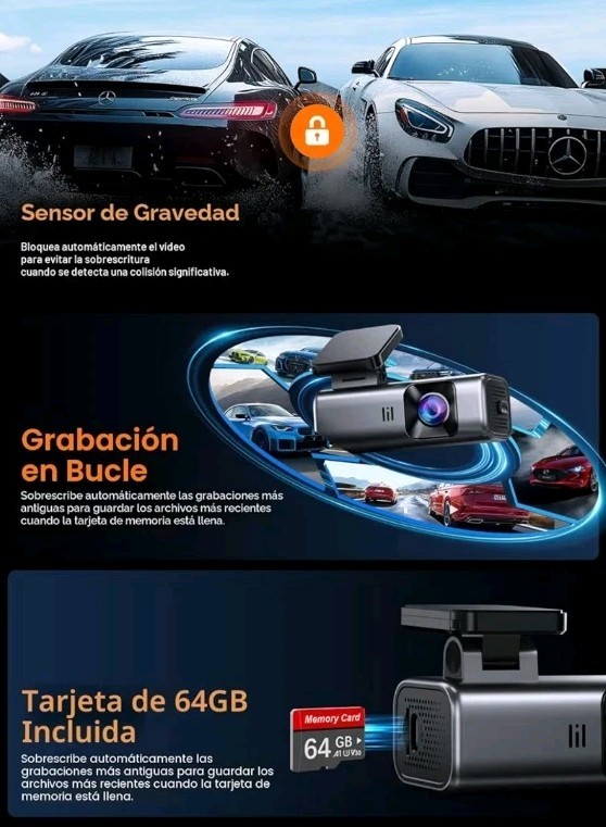 4K Dash Cam Front and Rear, Built-in 5G WiFi GPS, 64GB Card Included, 3.59” IPS