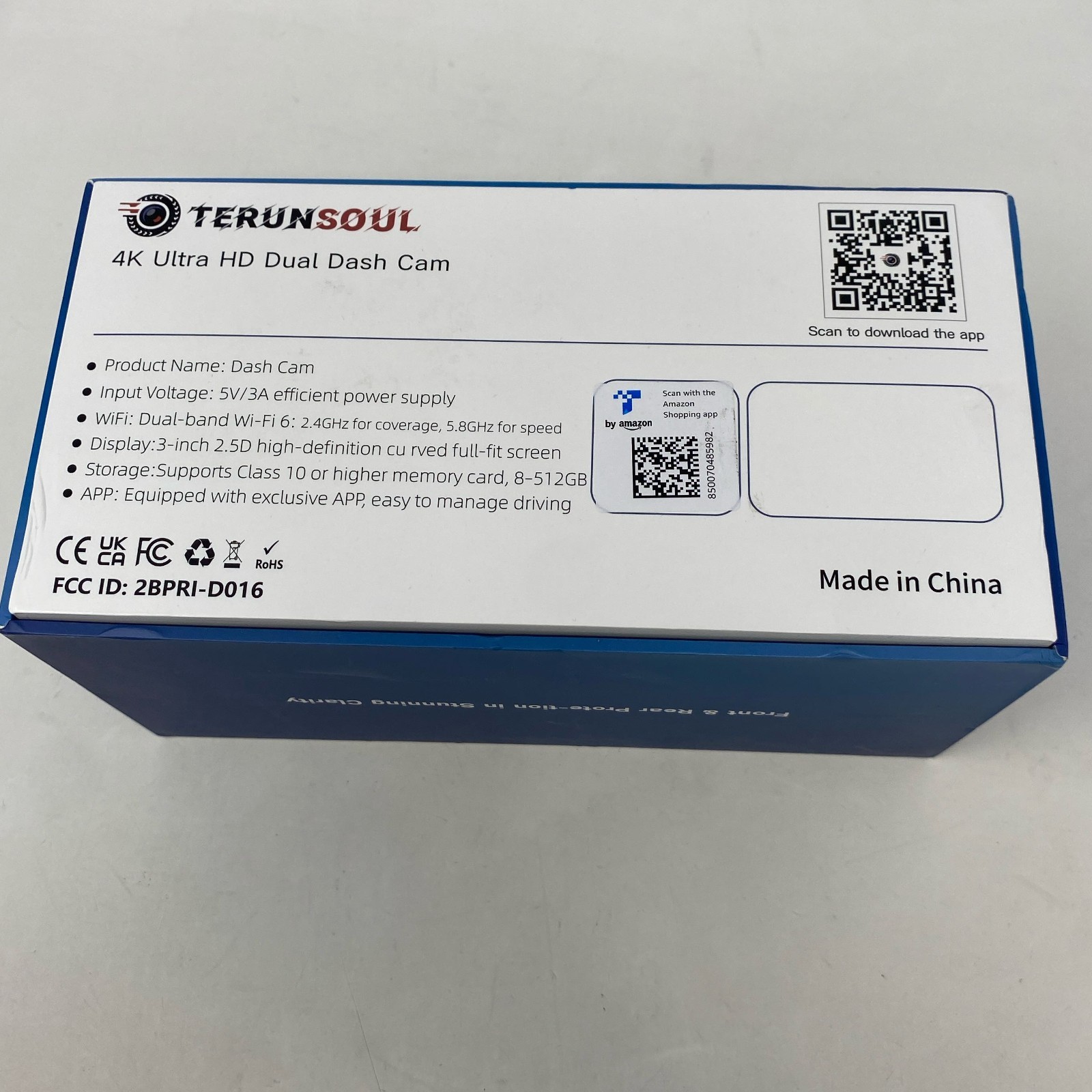 TERUNSOUL D016 Dual 4K Dash Cam Front+Rear GPS 5.8GHz WiFi – Black
