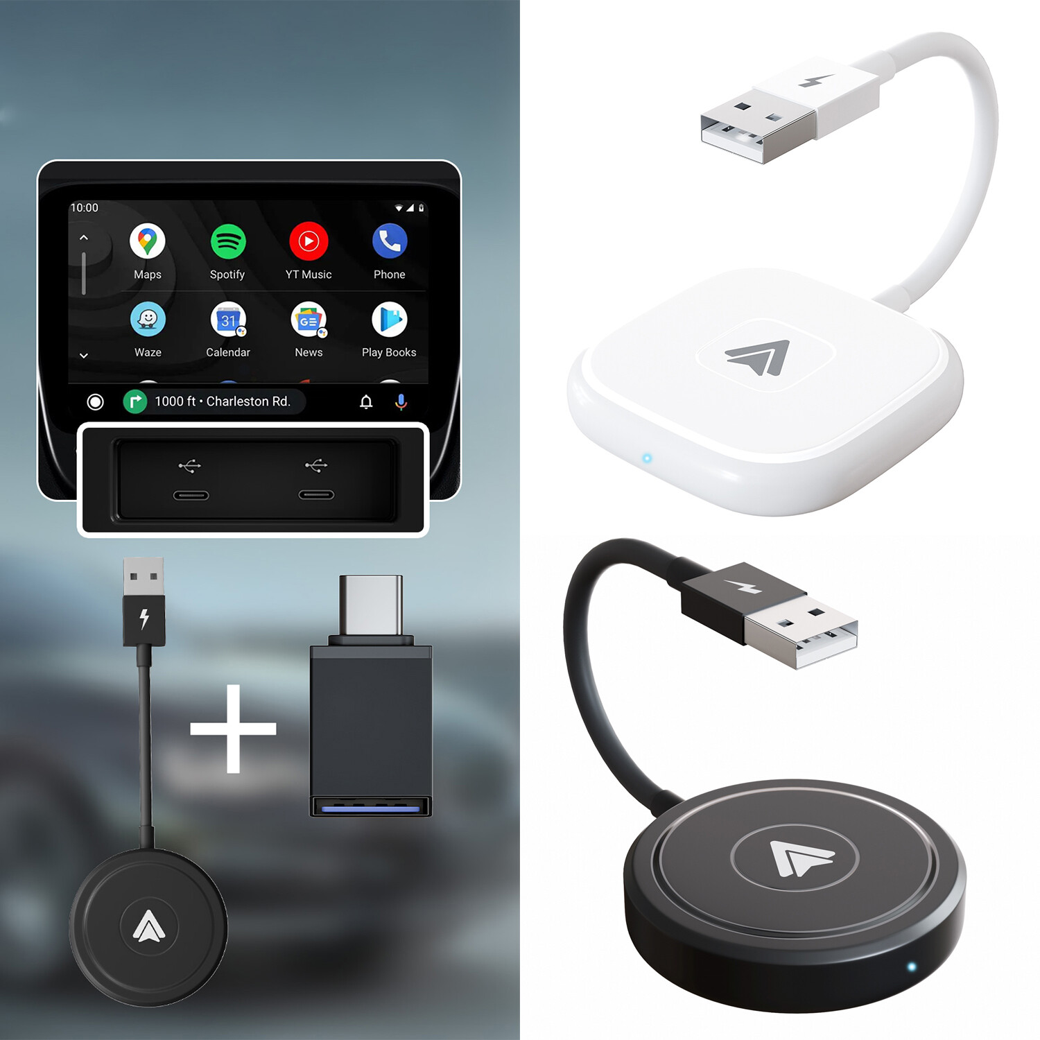 Android Auto Car Adapter,Android Phones Converts Wired Android Auto to Wireless