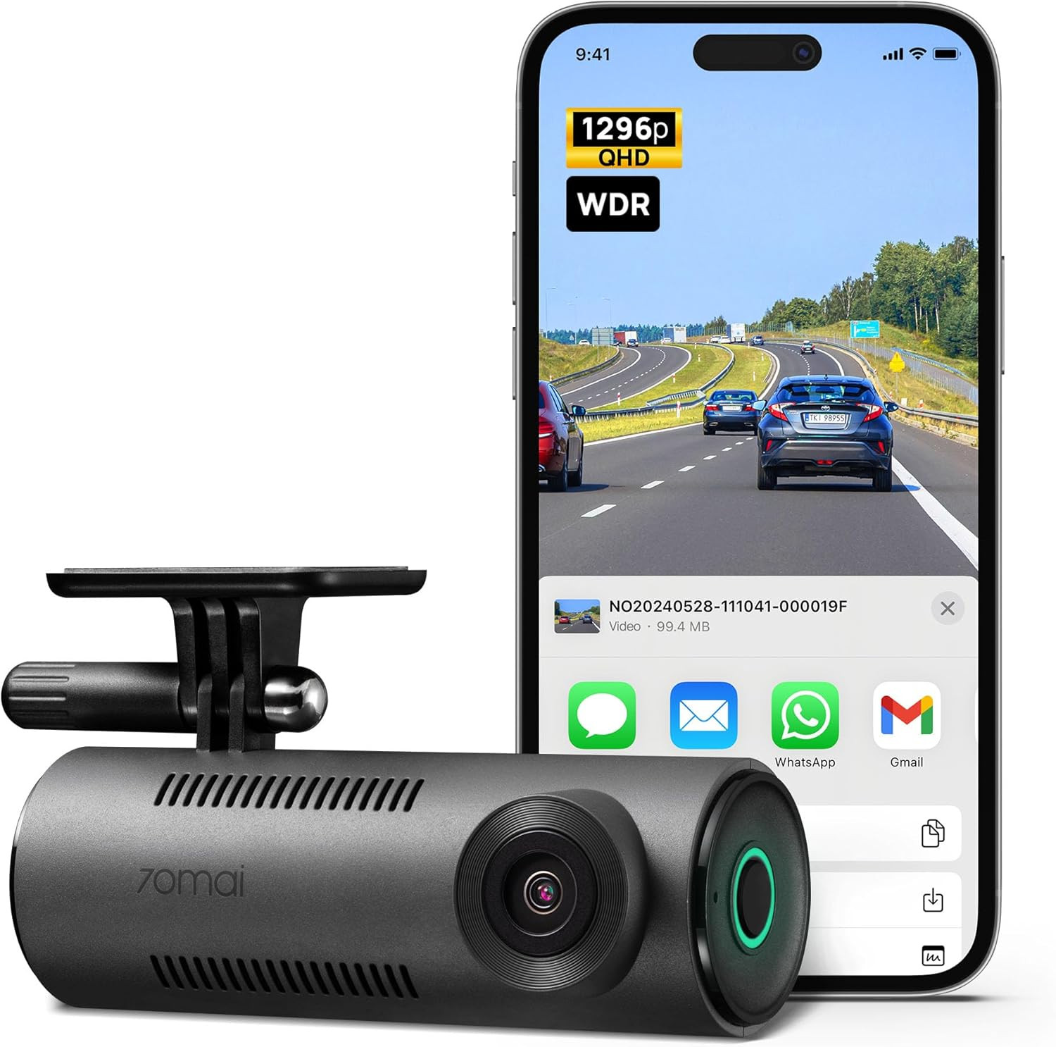 70Mai Dash Cam M310, Dash Camera for Cars 1296P QHD, Smart Dash Cam Front Built